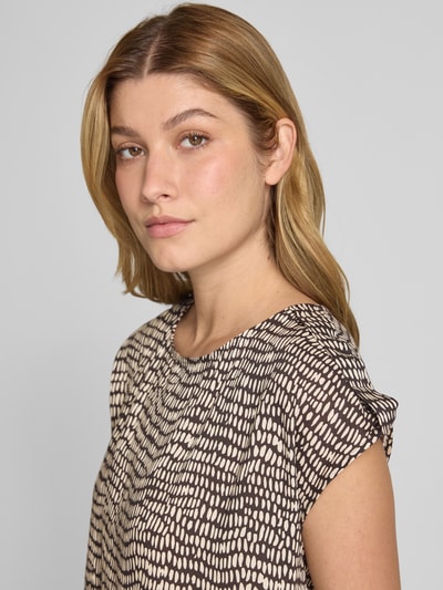 OPUS Regular fit blousetop van pure viscose, model 'Ferena splash' Donkerbruin - 3