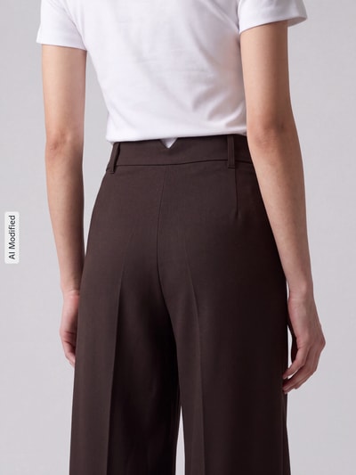 VERO MODA Wide leg wijdte broek met viscose, model 'STELLA' Chocoladebruin - 3