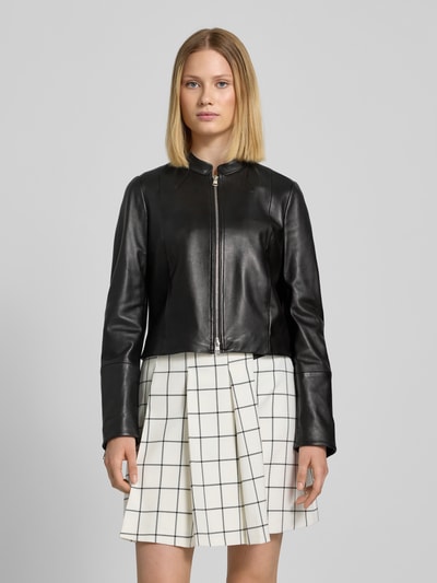 HUGO Lederjacke mit Ziernähten Modell 'Lasari' Black 4