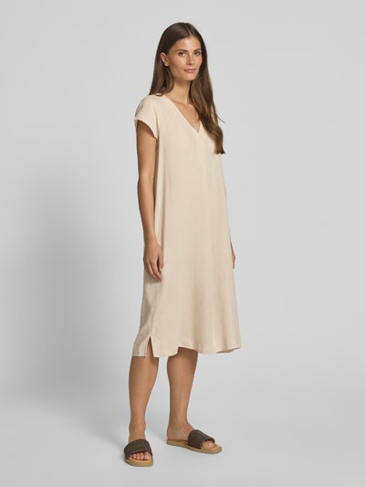 Soyaconcept Knielange jurk van een mix van linnen en viscose, model 'Ina' Zand - 1