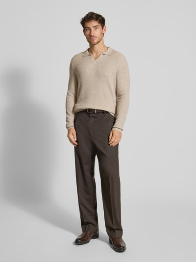 bugatti Gebreide pullover met polokraag Zand - 1