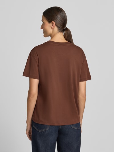 Stefanel T-shirt z czystej bawełny Czekoladowy 5
