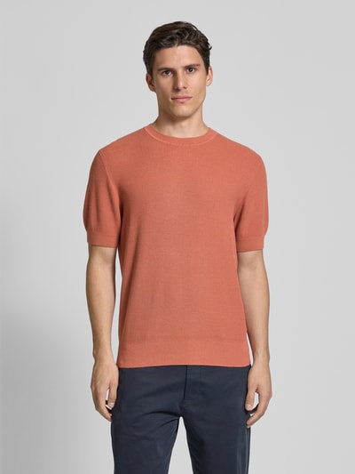 JAKE*S STUDIO MEN T-shirt met ribboorden, model 'CASPER' Roestrood - 4