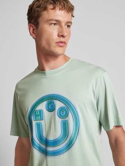 Hugo Blue T-Shirt mit Label-Print Modell 'Nakoree' Mint 3