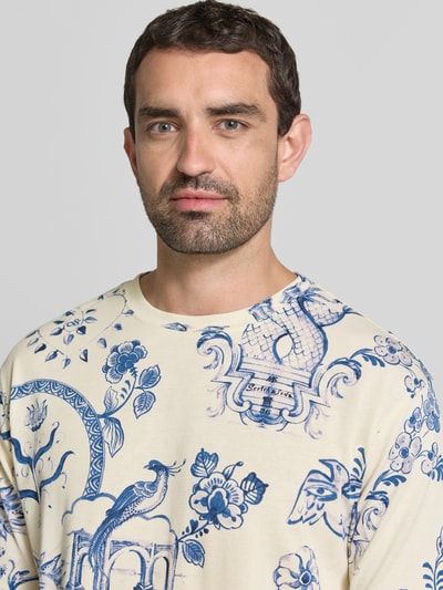 Scotch & Soda relaxed fit T-shirt in all-over look Zand - 3