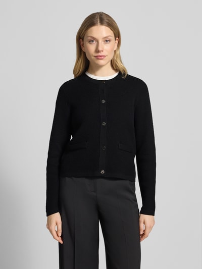 s.Oliver BLACK LABEL Kurtka z dzianiny o kroju regular fit z mieszanki bawełny Czarny 4