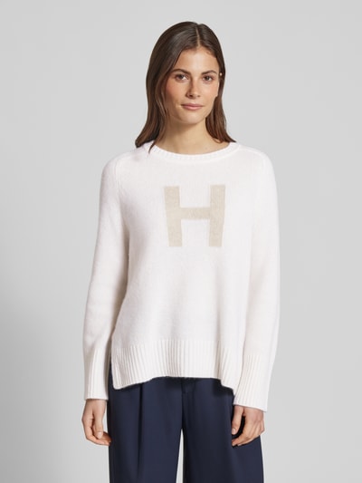 Hemisphere Strickpullover mit Label-Print Offwhite 4