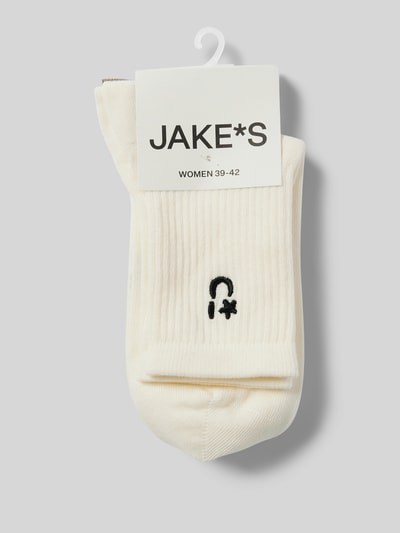 Jake*s Casual Socken mit Label-Stitching im 2er-Pack Offwhite 3