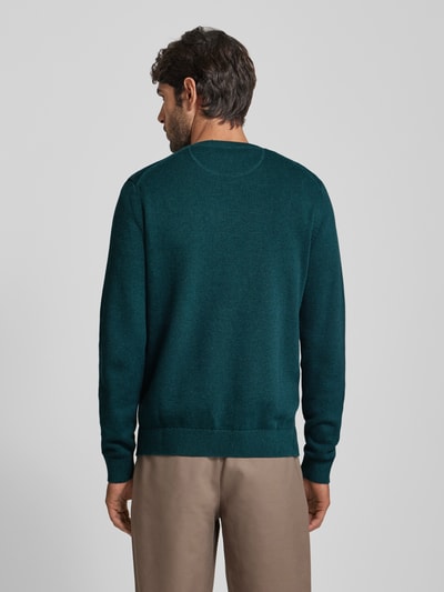 s.Oliver RED LABEL Regular Fit Strickpullover aus reiner Baumwolle mit Label-Stitching Petrol 5