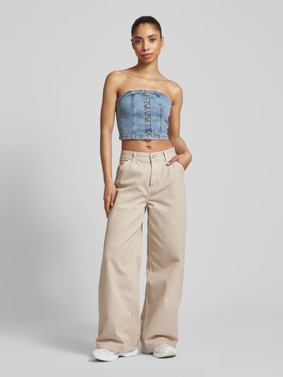 Noisy May Off-Shoulder-Jeansbluse mit Knopfleiste Modell 'FENJA' Jeansblau 1