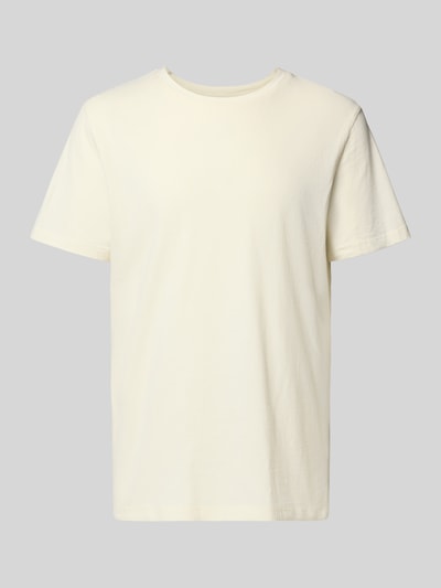 Superdry T-shirt z prążkowanym okrągłym dekoltem Złamany biały 2