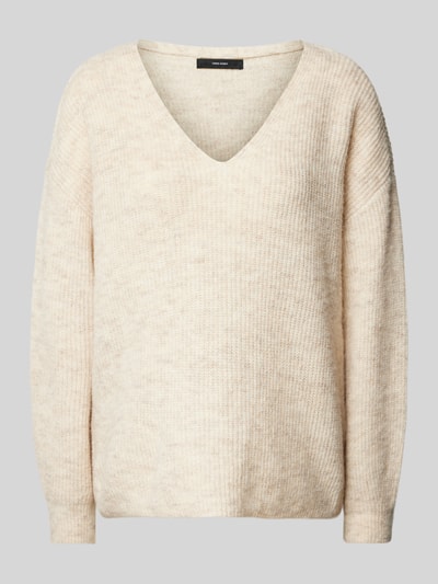 Vero Moda Loose Fit Strickpullover mit Wollanteil Modell 'DESMA' Beige 2