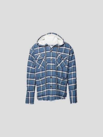 Greg Lauren Hemdjacke mit Karomuster Blau 2