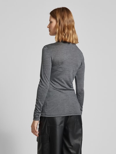 My Essential Wardrobe Longsleeve aus Wolle-Lyocell-Mix mit Rollkragen Anthrazit Melange 5