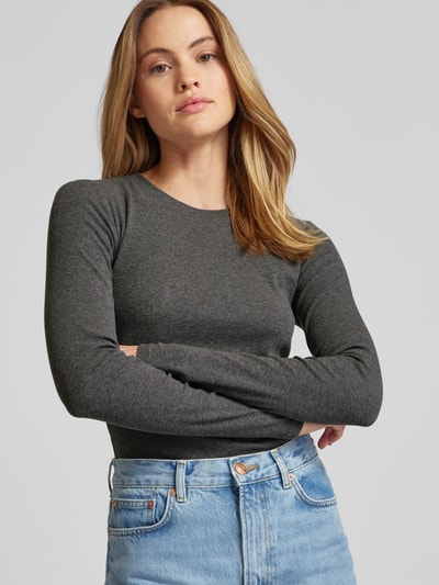 Samsøe Samsøe Bluzka z długim rękawem i okrągłym dekoltem model ‘ALEXA’ Ciemnoszary 3