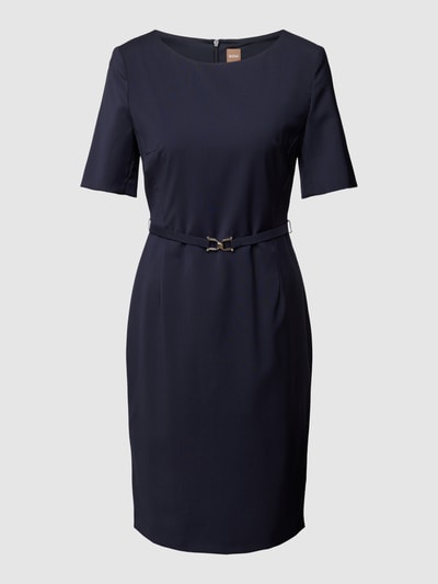 BOSS Knielange jurk met ritssluiting, model 'Daleah' Marineblauw - 2