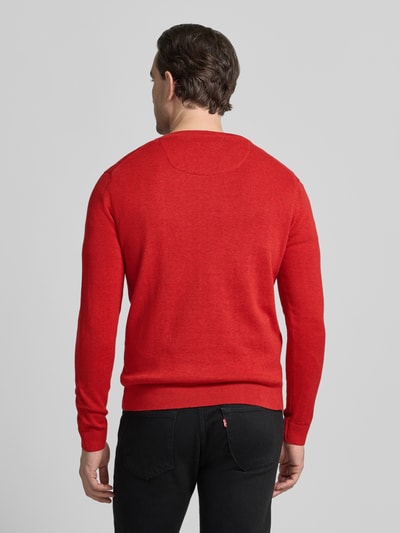 Tom Tailor Regular Fit Strickpullover aus reiner Baumwolle Rot 5