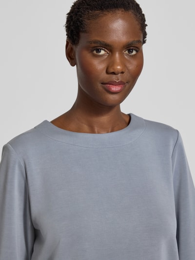 comma Bluza z prążkowanym, okrągłym dekoltem Szaroniebieski 3