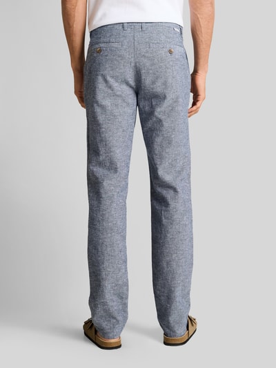 Tom Tailor regular fit chino van linnen-katoenmix Donkerblauw gemêleerd - 5
