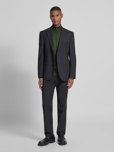 MCNEAL Slim Fit Strickjacke aus Viskose-Mix mit Reißverschluss Dunkelgruen Melange 1