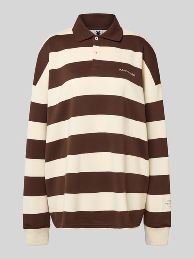 Karo Kauer Oversized poloshirt met streepmotief Middenbruin - 2