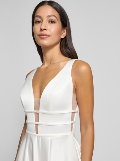 LUXUAR FASHION Sukienka wieczorowa z satyny z wpuszczanymi kieszeniami Złamany biały 3