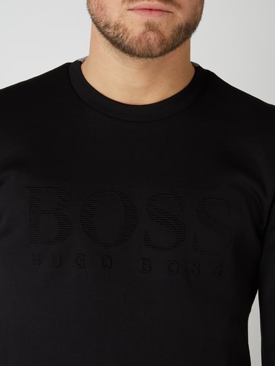 BOSS Green Slim Fit Sweatshirt mit Logo-Prägung Black 3