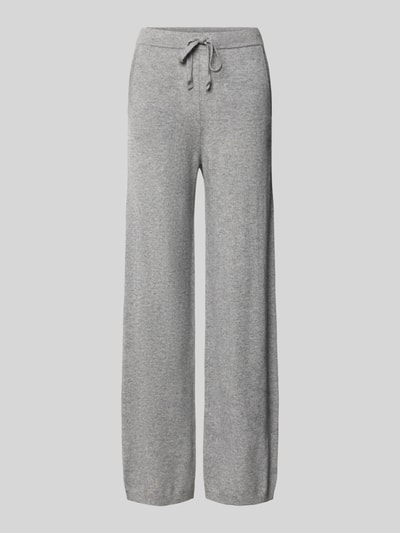 Produktfoto, graue Regular Fit Weite Hose aus reinem Kaschmir von Jake*s Casual mit glatter Struktur und Kordel, Damen Weite Hose