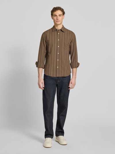 Selected Homme Regular Fit Freizeithemd aus reiner Baumwolle Modell 'FREDDIE' Schoko 1