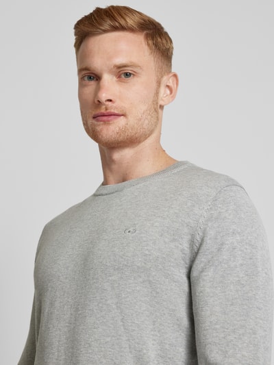 Tom Tailor Gebreide pullover met labelstitching, model 'BASIC' Lichtgrijs - 3