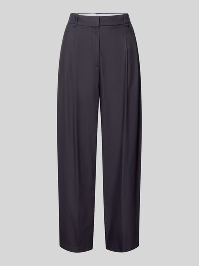 Produktfoto, Stoffhose mit Biesen und Eingrifftaschen von Comma in Dunkelgrau, Baumwoll-Mix mit Stretch-Anteil, Straight Fit, glatte Struktur