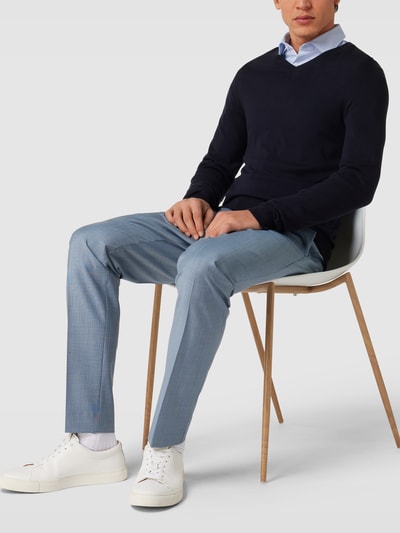 MCNEAL Strickpullover mit geripptem V-Ausschnitt Marineblau 1