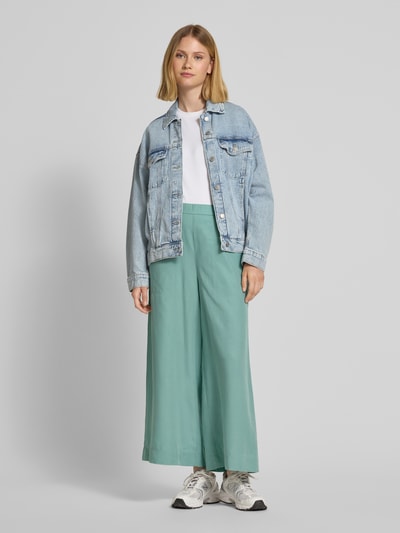 Marc O'Polo Wide leg culotte van een mix van lyocell en linnen Mintgroen - 1