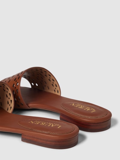 Lauren Ralph Lauren Slippers met labeldetail, model 'ANDEE' Cognac - 2