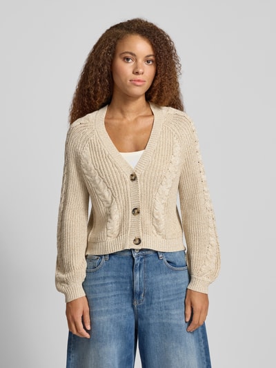 Only Relaxed Fit Cardigan aus Baumwoll-Mix Modell 'ROSIE' Ecru 4