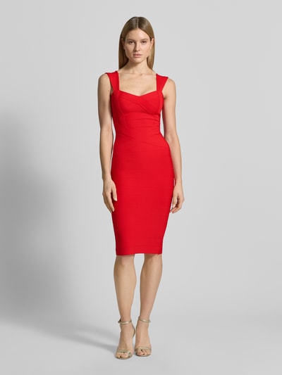 Lipsy Knielange cocktailjurk met hartvormige hals Rood - 4
