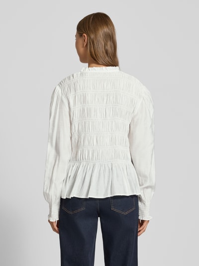 Neo Noir Slim fit overhemdblouse met ballonmouwen, model 'Mocca' Wit - 5