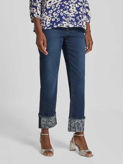 Marc Cain feminine fit jeans met omslag en steekzakken Jeansblauw - 4