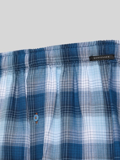 Produktfoto, Boxershorts aus Baumwolle im 2er-Pack von Schiesser in Blau- und Weißtönen, kariertes Muster, Elastischer Bund, Reine Baumwolle, Regular-Fit