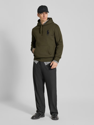 Polo Ralph Lauren Hoodie met logostitching en kangoeroezak Olijfgroen - 1