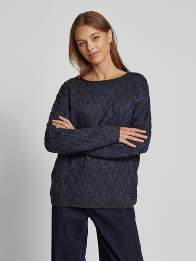 Brax Wollen pullover met boothals, model 'Liz' Antraciet - 4