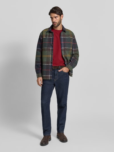 Christian Berg Men Shirt met lange mouwen, structuurmotief en ronde hals Donkerrood - 1