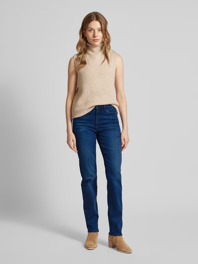 Brax Slim fit jeans met riemlussen, model 'Style.Carola Thermo' Donkerblauw - 1