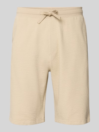 Produktfoto, Relaxed Fit Bermudas aus Baumwoll-Mix Modell 'DETROIT' von s.Oliver RED LABEL in Beige mit Waffelstruktur, unifarben, elastischer Bund