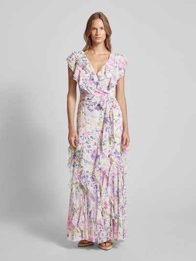 Lauren Ralph Lauren Sukienka wieczorowa z kwiatowym wzorem i falbanami Różowawy 4