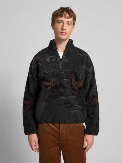 Levi's® Fleecepullover mit überschnittenen Schultern Anthrazit 4