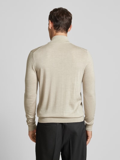 Profuomo Wollen pullover met schipperskraag Beige - 5