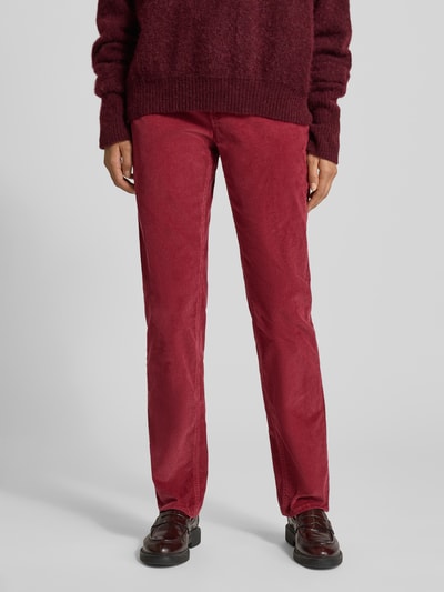 Brax Spodnie sztruksowe o kroju slim fit z 5 kieszeniami model ‘Carola’ Bordowy 4