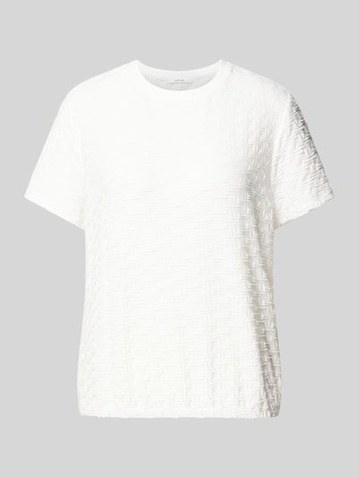 OPUS T-shirt met structuurmotief, model 'Saanu' Offwhite - 2