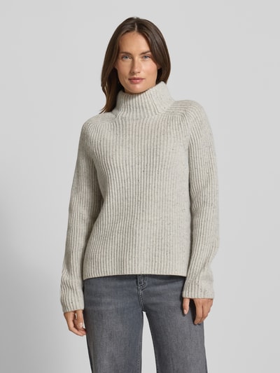 MOS MOSH Wollpullover mit Stehkragen Modell 'Thyra' Hellgrau Melange 4